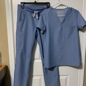 XS Figs Scrubs Set — Heather Indigo
